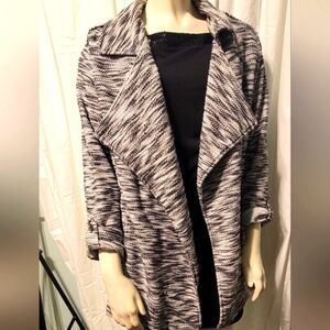Bagatelle Black & White M Draped Open Front Knit Jacket